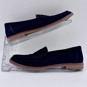 Sperry Seaport Penny Black Suede Slip-On Loafer | Cushioned | Women's Size 9